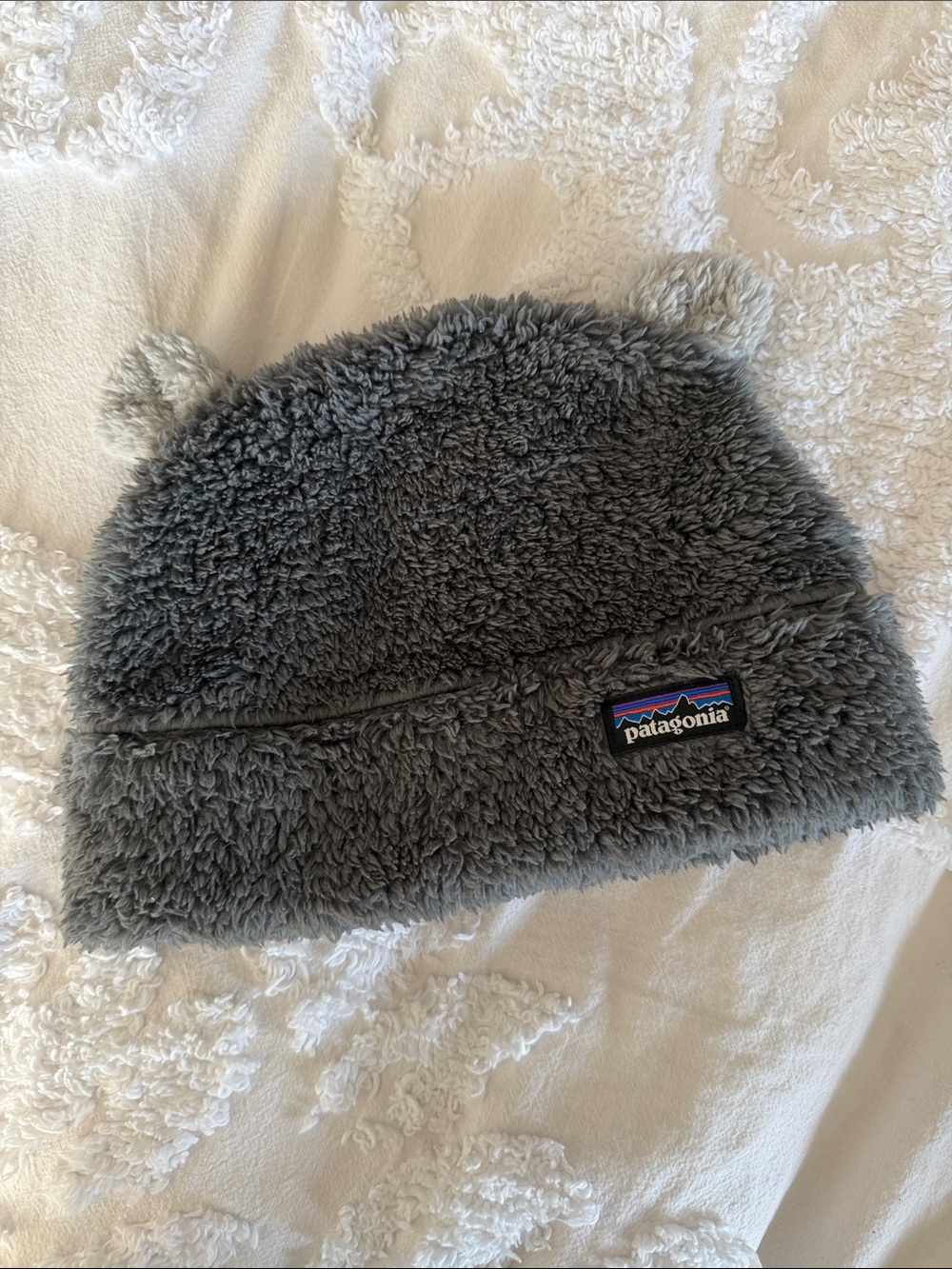 Patagonia Kids Charcoal Fuzzy Bear-Ear Beanie